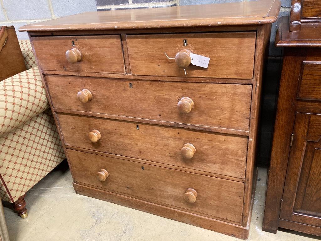 A Victorian pine chest, width 105cm, depth 48cm, height 96cm